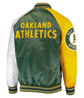 Oakland Athletics Reliever Satin Green and Yellow Varsity Jacket - jnjjackets